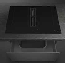 Table induction aspirante 70cm 4 foyers Noir - SMEG Elite Réf. HOBD472D