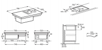 Table induction aspirante 80cm 4 foyers Noir - Electrolux Réf. KCC83443