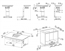 Table induction aspirante 80cm 4 foyers Noir - SMEG Réf. HOBD482D