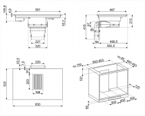 Table induction aspirante Dolce Stil Novo 80cm 4 foyers Noir / cuivre - SMEG Réf. HOBD682R