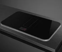 Table induction aspirante ISOLA ALTA PRO 83cm 4 zones Noir cadre Inox - SMEG Elite R&eacute;f. HHSL7845X