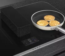 Table induction aspirante ISOLA ALTA PRO 83cm 4 zones Noir cadre Inox - SMEG Elite R&eacute;f. HHSL7845X