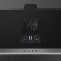 Table induction aspirante ISOLA ALTA PRO 83cm 4 zones Noir cadre Inox - SMEG Elite R&eacute;f. HHSL7845X