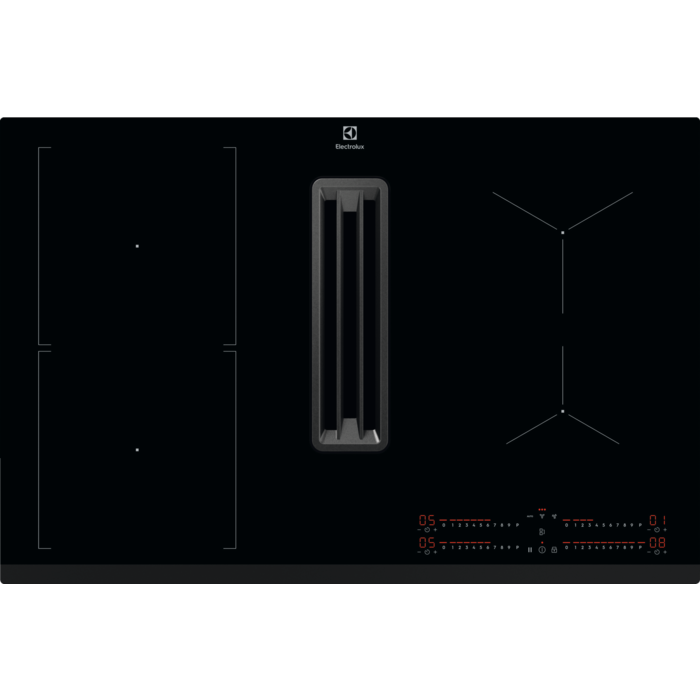 Table induction aspirante 80cm 4 foyers Noir - Electrolux Réf
