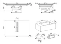 Table induction avec hotte int&eacute;gr&eacute;e Classica 83cm 4 zones Noir Mat - SMEG Elite R&eacute;f. HOBD382N2