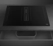 Table induction avec hotte int&eacute;gr&eacute;e Classica 83cm 4 zones Noir Mat - SMEG Elite R&eacute;f. HOBD382N2