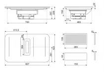 Table induction avec hotte int&eacute;gr&eacute;e ISOLA ALTA 83cm Noir cadre Inox - SMEG Elite R&eacute;f. HHSL7844X