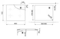 Table induction Classica 60cm 4 zones Noir Mat - SMEG Elite R&eacute;f. SIM3644N