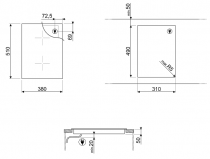Table induction Dolce Stil Novo 38cm 2 foyers Noir / Cuivre - SMEG Réf. SIM631WLDR