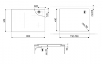 Table induction Dolce Stil Novo 80cm 6 foyers Verre noir / finition cuivre - SMEG Réf. SIM6864R
