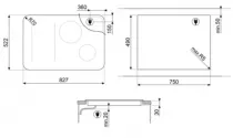 Table induction ISOLA ALTA 80cm 4 foyers Verre cadre Inox - SMEG Elite R&eacute;f. SISL7844X