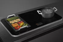 Table induction ISOLA ALTA PRO 90cm 5 zones Noir cadre Inox - SMEG Elite R&eacute;f. SISL7955X