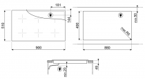 Table induction Linéa 90cm 6 foyers Gris métal - SMEG Réf. SIM1963DS