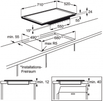 Table induction MaxiFlex Pure 71cm 4 foyers Noir - AEG Réf. HKP77420FB