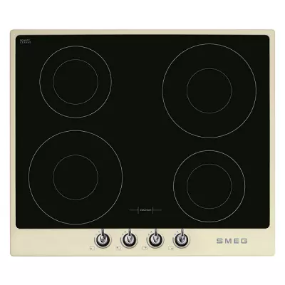 Table induction Victoria 60cm 4 foyers Noir cadre Cr�me - SMEG R�f. SI964PM