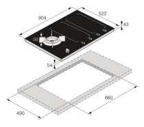 Table mixte 90cm 1 gaz + 4 induction Noir mat - ASKO Réf. HIG89524MGB1