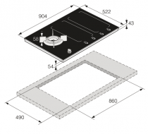 Table mixte 90cm 1 gaz + 4 induction Noir mat - ASKO Réf. HIG89524MGF1