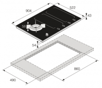 Table mixte 90cm 1 gaz + 4 induction Noir satiné - ASKO Réf. HIG89524BGB1