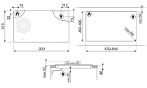 Table Mixte Gaz/induction\  - SMEG Réf. PM3953D