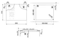 Table mixte gaz/induction 65cm 4 foyers verre noir / cuivre - SMEG Réf. PM6643R