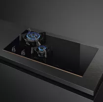 Table mixte gaz/induction 75cm 4 foyers verre noir / cuivre - SMEG Réf. PM6743R