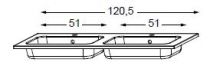 TABLE SYNTHESE LUMEN L:1200 REFLEX DOUBLE VASQUE - SANIJURA Réf. 551125