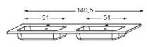 TABLE SYNTHESE LUMEN L:1400 REFLEX DOUBLE VASQUE - SANIJURA Réf. 551128