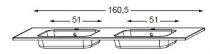 TABLE SYNTHESE LUMEN L:1600 REFLEX DOUBLE VASQUE - SANIJURA Réf. 551132