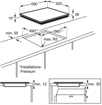 Table vitrocéramique 60cm 3 foyers Noir - ELECTROLUX Réf. EHV6232FOK