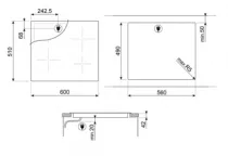 Table vitroc&eacute;ramique 60cm 3 zones Noir - SMEG Elite R&eacute;f. SE263TD2