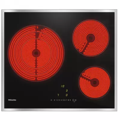 Table vitroc�ramique 60cm 3 zones Noir cadre Inox - MIELE R�f. KM6527FR