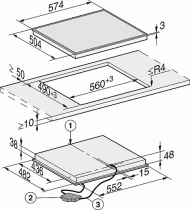 Table vitrocéramique 60cm 3 zones Noir cadre Inox - MIELE Réf. KM6527FR