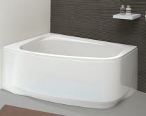 Tablier pour baignoire asymétrique Frisbee 145x85cm acrylique Blanc installation à gauche - LEDA Réf. L26FR3A0501