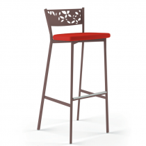 Tabouret de bar MADDIE Structure métal Brun Oxyde / Assise Vinyle Regular Rouge Carmin - LUISINA