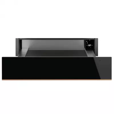 Tiroir chauffant Dolce Stil Novo Verre noir Eclipse / finition cuivre - SMEG Elite R�f. CPRT615NR