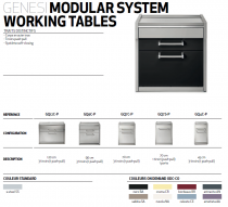 Unité de travail STEEL Genesi Modular System Working Table 45/70/90/120cm