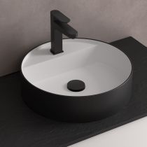 Vasque à poser BICA Ø39 perçée 1 trou Solidsurface Noir mat - SALGAR Réf. 97648