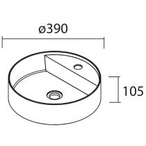 Vasque à poser BICA sans siphon ni bonde de vidage clic-clac SOLID SURFACE BLANC MAT Ø 390 x 105 mm - SALGAR Réf. 97647