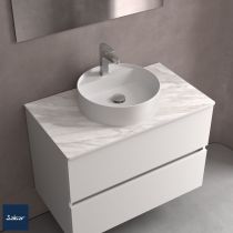 Vasque à poser BICA sans siphon ni bonde de vidage clic-clac SOLID SURFACE BLANC MAT Ø 390 x 105 mm - SALGAR Réf. 97647