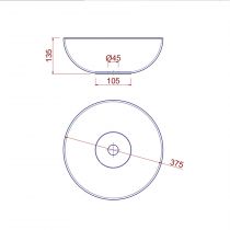 Vasque à poser LOKUM Ø37,5cm Céramique Noir mat - SALGAR Réf. 87734