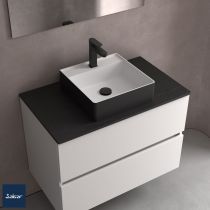 Vasque à poser TALEA 36x36cm perçée 1 trou Solidsurface Noir mat - SALGAR Réf. 97652