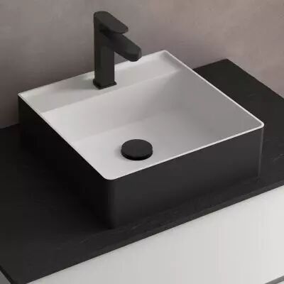 Vasque � poser TALEA 36x36cm per��e 1 trou Solidsurface Noir mat - SALGAR R�f. 97652