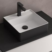 Vasque à poser TALEA 36x36cm perçée 1 trou Solidsurface Noir mat - SALGAR Réf. 97652