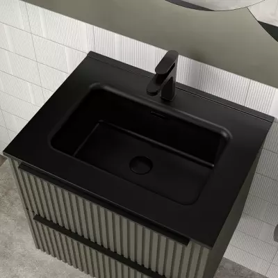 Vasque CONSTANZA 61x46cm perc�e 1 trou Porcelaine Noir mat - SALGAR R�f. 113789