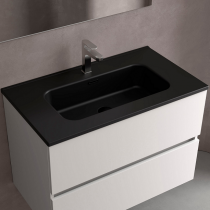 Vasque CONSTANZA 81x46cm percée 1 trou Porcelaine Noir mat - SALGAR Réf. 113790