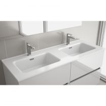 Vasque CONSTANZA double 121 x 46 cm porcelaine blanche - SALGAR Réf. 26778