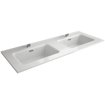 Vasque CONSTANZA double 121x46cm percée 2 trous Porcelaine blanche - SALGAR Réf. 26778