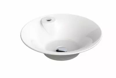 Vasque monobloc Lotus diam. 46 x H12,5 cm - en c�ramyl - Livr�e avec syst�me de trop plein invisible - DECOTEC R�f. 1816332