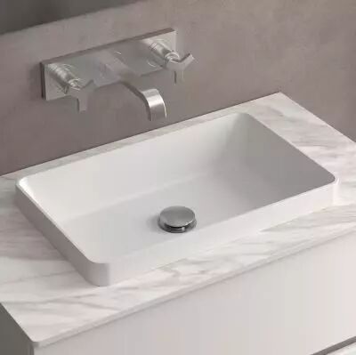 Vasque semi-encastr�e MAEL 50x31cm SolidSurface blanc mat - SALGAR R�f.