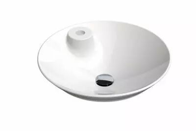 Vasque semi-encastr�e monobloc Tulipe �46 x H.12,5 cm en c�ramyl avec trou de robinet et trop-plein - DECOTEC R�f. 1816323